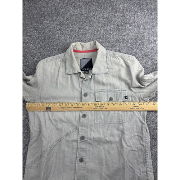 Volcom Shirt Mens Medium Gray Down The Hatchet Long Sleeve Button Front - Picture 5 of 7